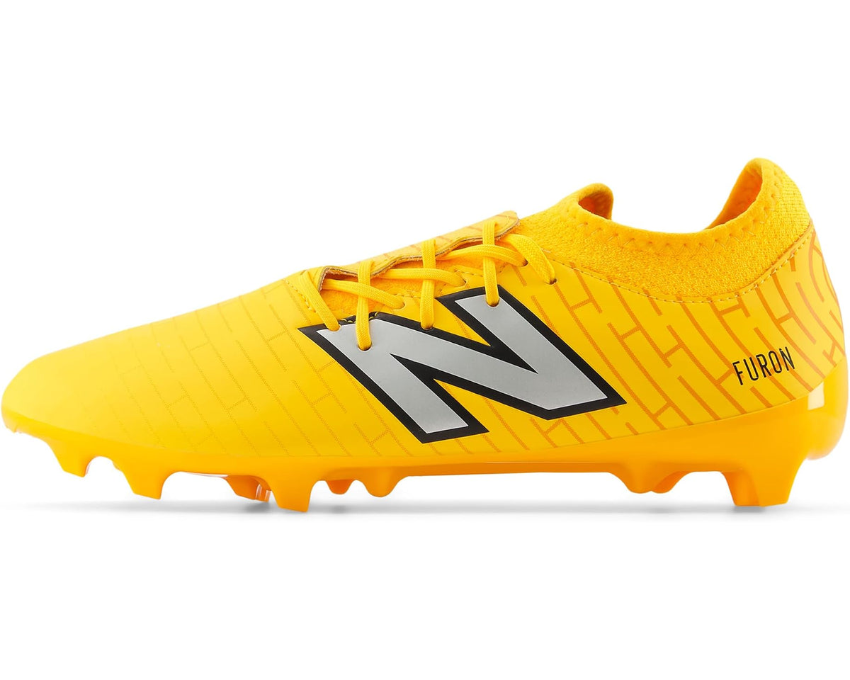 Unisex New Balance FURON DISPATCH FG V7+ Soccer Cleats Sun Glow/Metallic Silver