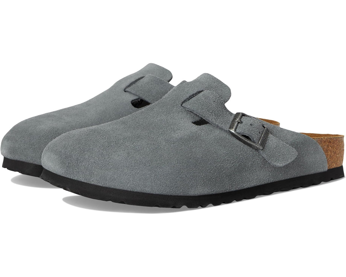 Men's Birkenstock Boston Soft Footbed - Suede Basalt Gray