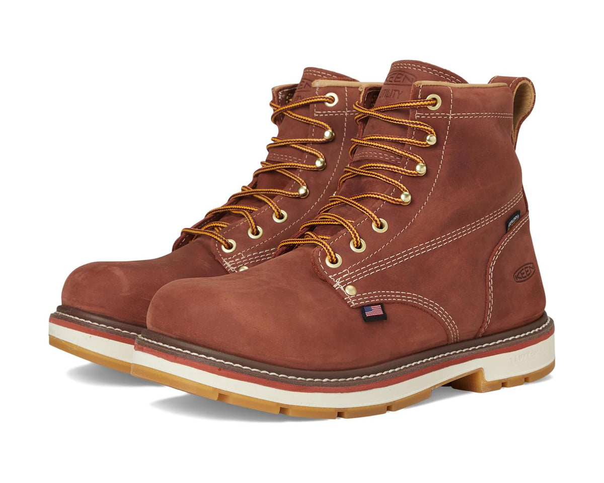 Men's KEEN Utility Liberty 6 Waterproof 90? Heel Boots (Soft Toe) Bombay Brown/Gum
