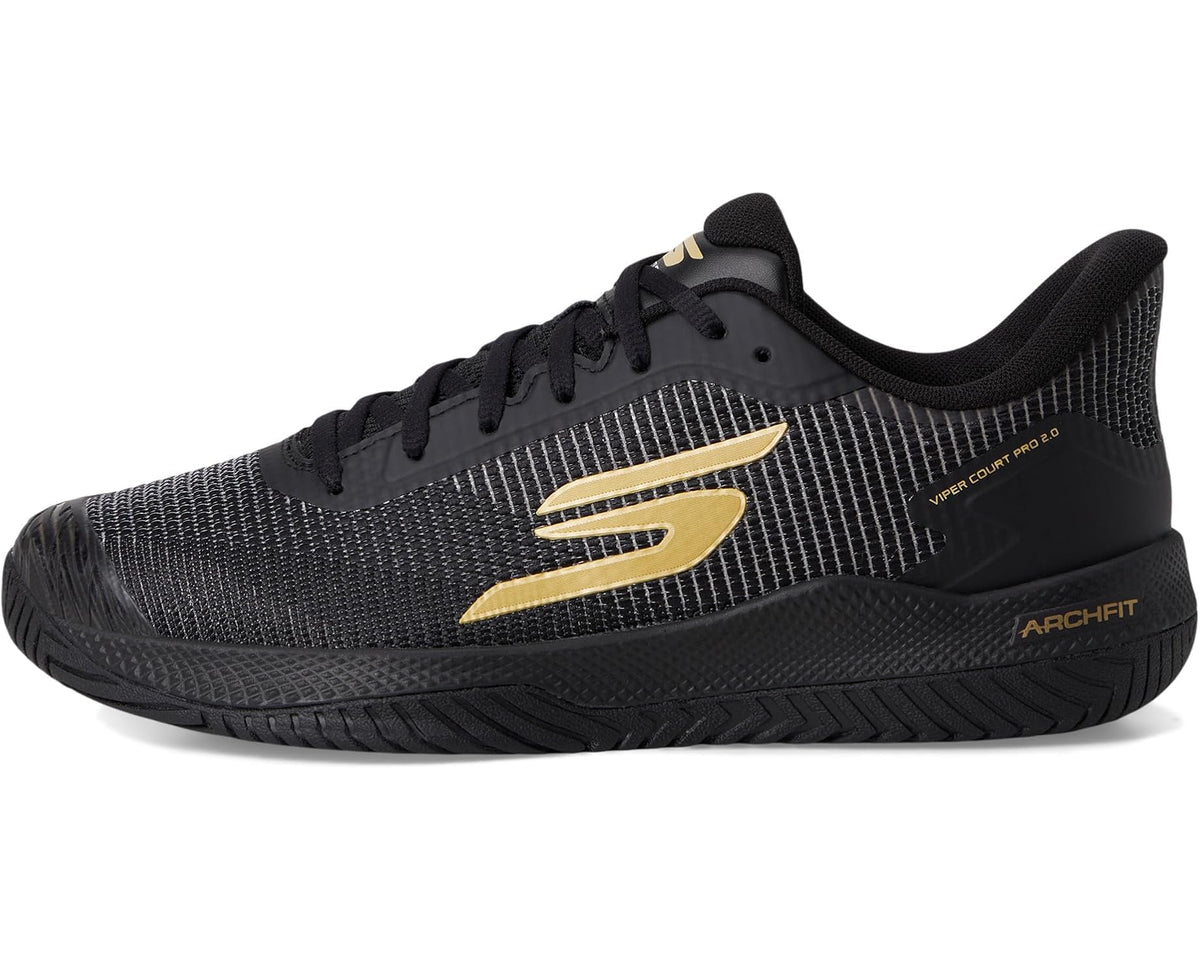 Men's SKECHERS Pickleball Viper Court Pro 2.0 Sneaker Black/Gold