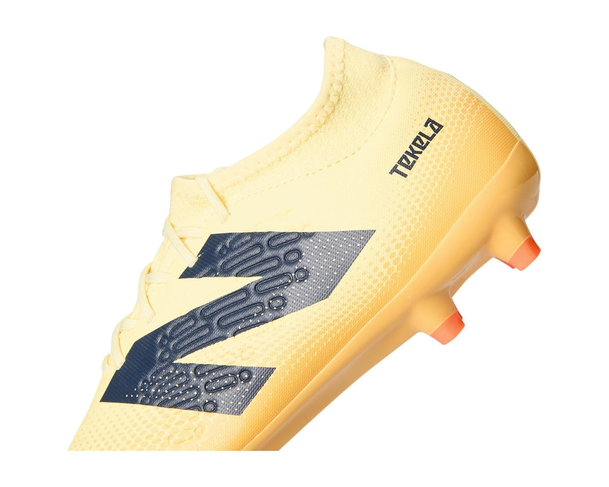 Unisex New Balance Tekela Magique FG V4+ Soccer Cleats Parchment/Clementine/Hot Mango