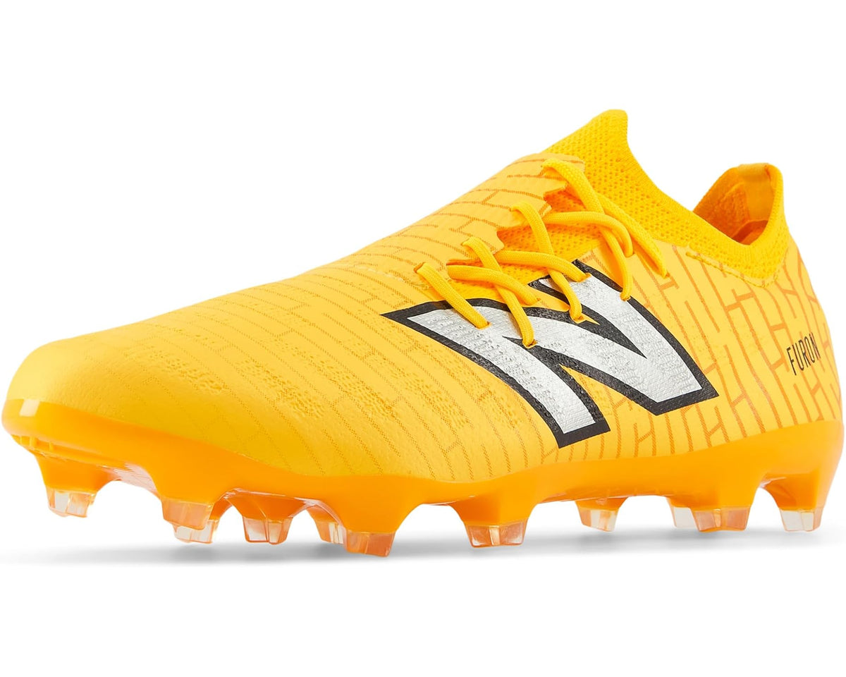 Unisex New Balance FURON DESTROY FG V7+ Soccer Cleats Sun Glow/Silver Metallic