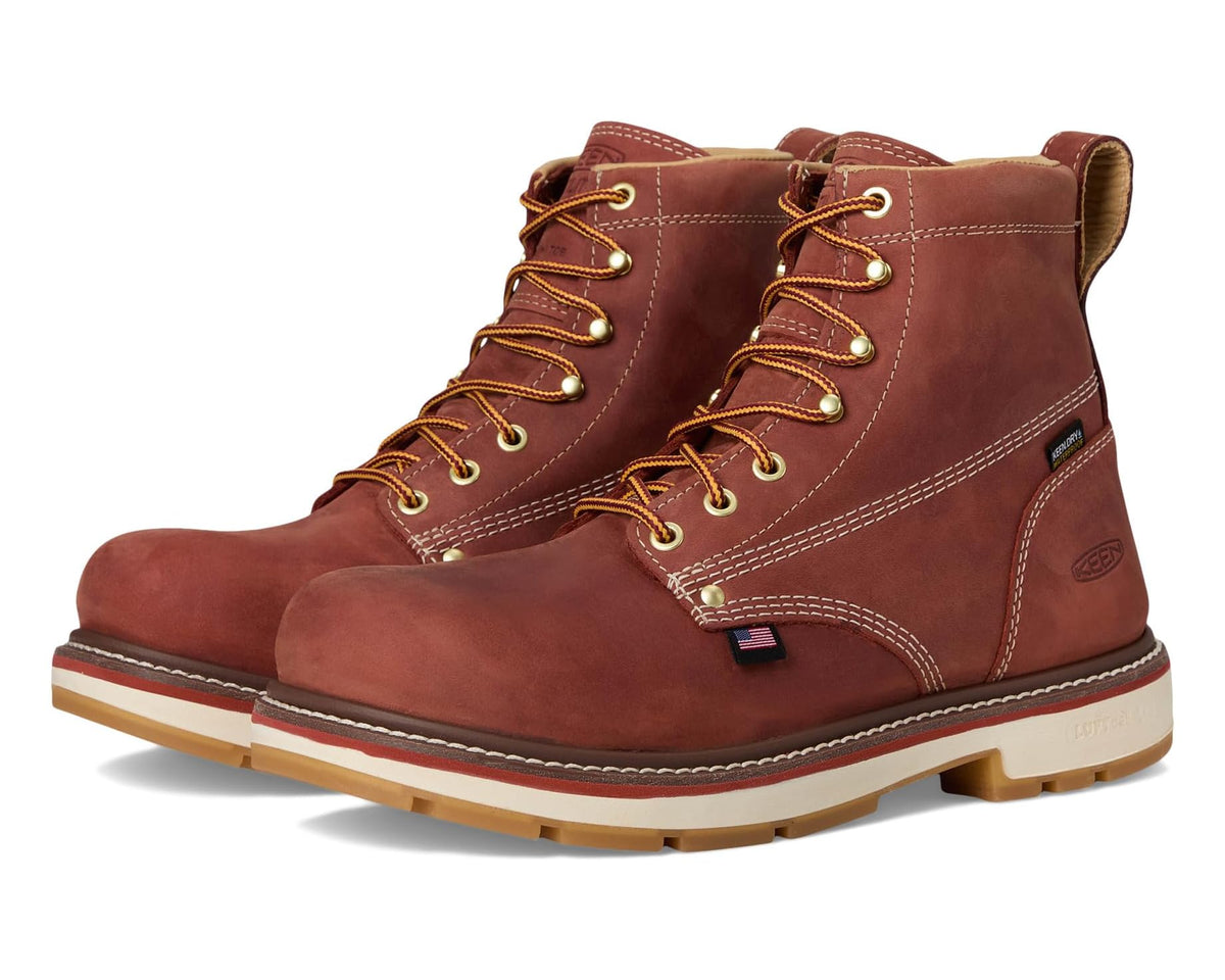 Men's KEEN Utility Liberty 6 Waterproof 90? Heel Boot (Carbon Toe) Bombay Brown/Gum