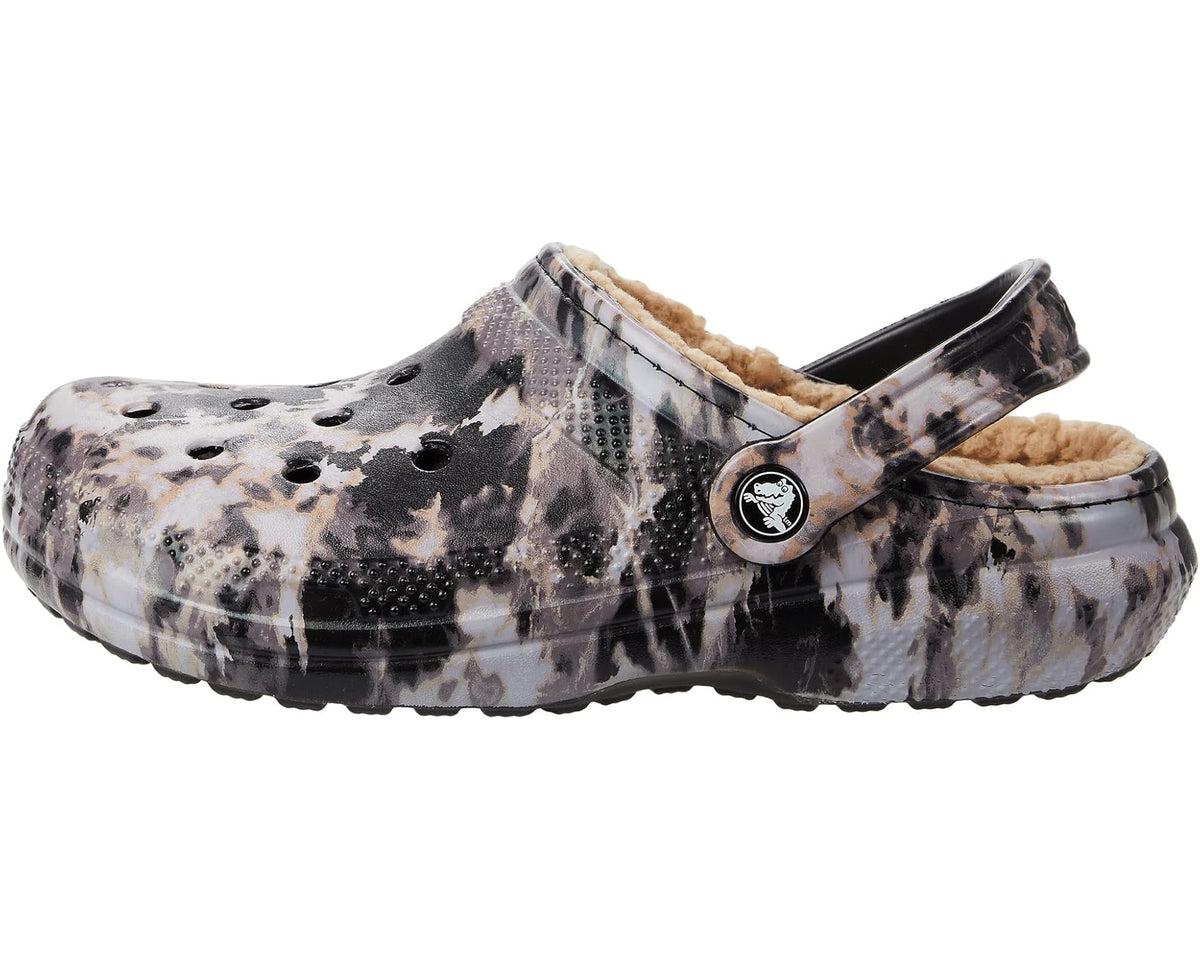 Unisex Crocs Classic Lined Tie-Dye Clog Black/Bleach Dye