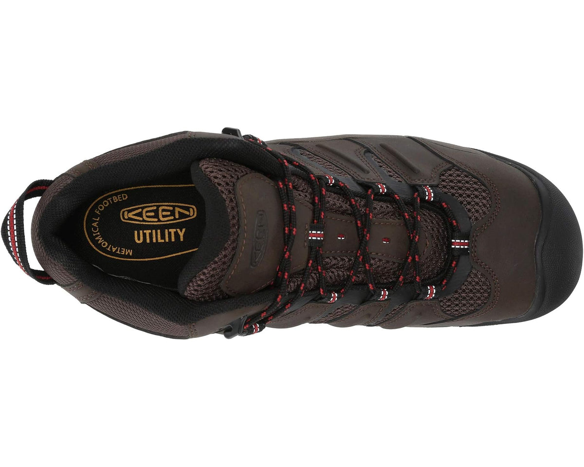 Men's KEEN Utility Lansing Mid Waterproof Steel Toe Cascade Brown/Brindle