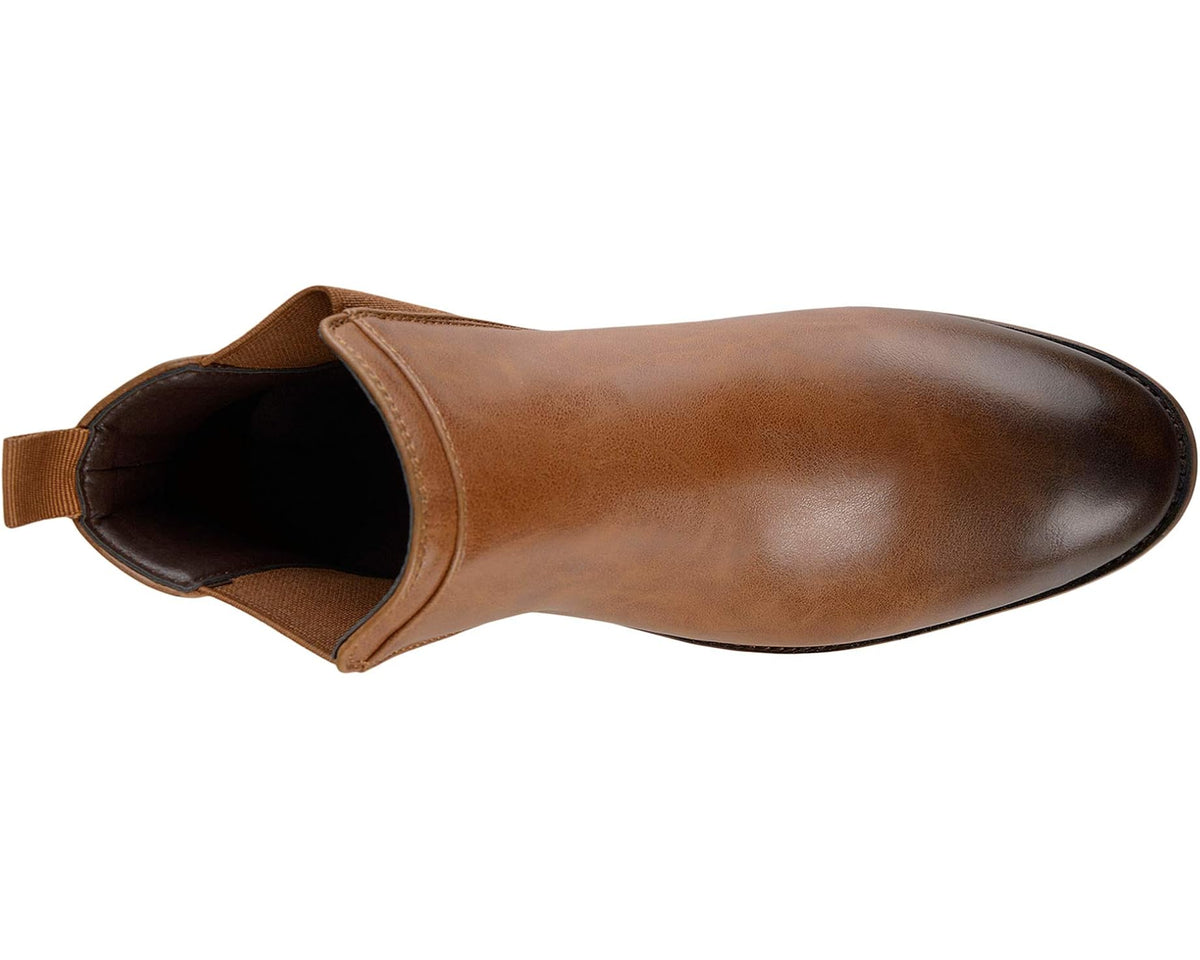 Men's Vance Co. Landon Chelsea Dress Boot Chestnut Faux Leather