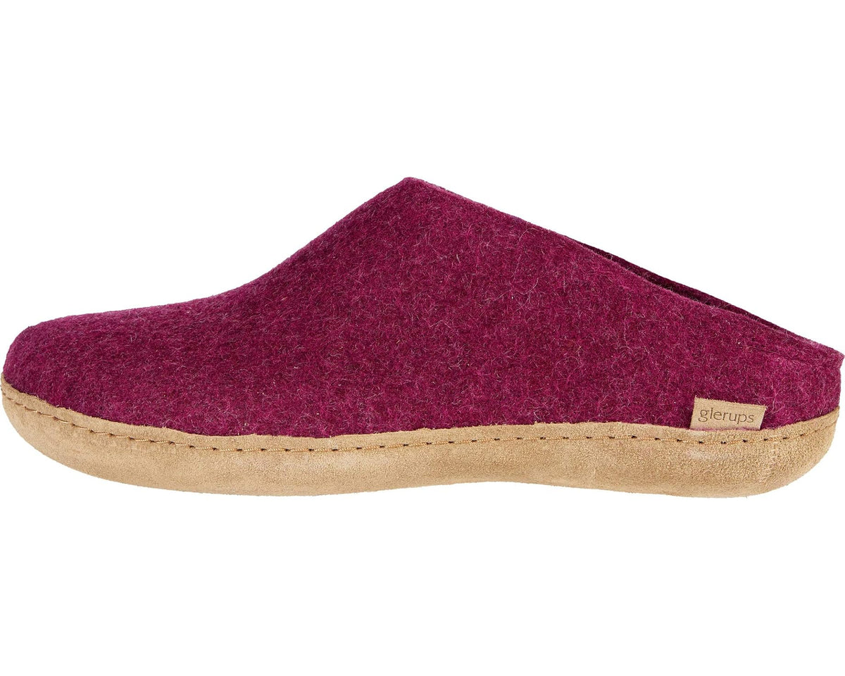 Unisex Glerups Wool Slip-On Leather Outsole Cranberry