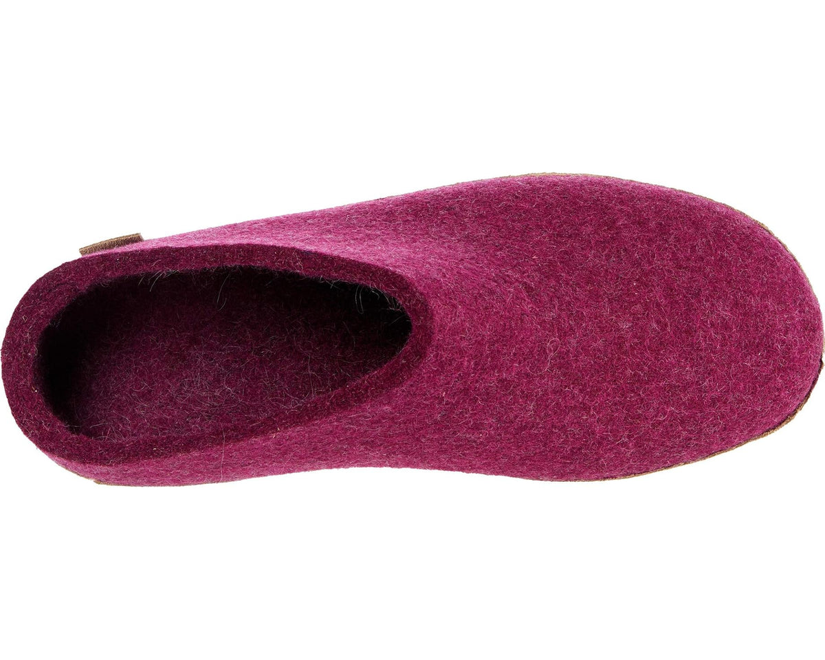 Unisex Glerups Wool Slip-On Leather Outsole Cranberry