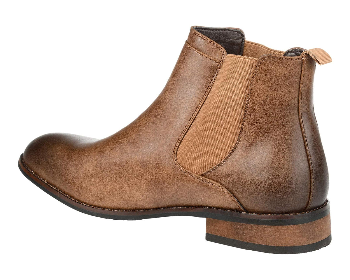 Men's Vance Co. Landon Chelsea Dress Boot Chestnut Faux Leather