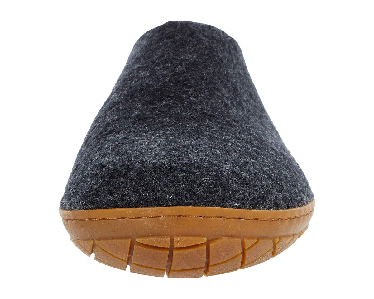 Unisex Glerups Wool Slip-On Rubber Outsole Charcoal/Honey Rubber